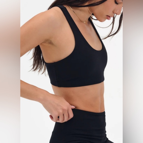 Mate the Label Organic Cotton Stretch Sports Bra, Large, Jet Black - NWT 🏅 - Picture 3 of 11